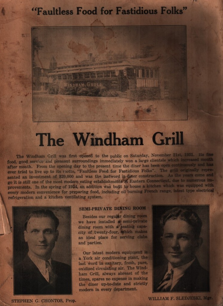 Windham Grill Ad circa 1931