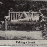 Mitch-on-park-bench-WIllimanticChronicle-9-10-1994-picture taken-9-6-1994 (Enjoying the Break)